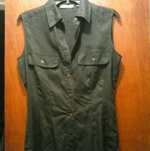 NWOT  Vintage Tahari sleaveless shirt 100% linen HongKong6